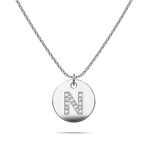 Initials Fabulous Alphabet Letter Necklace White Gold Layered Steel Jewellery